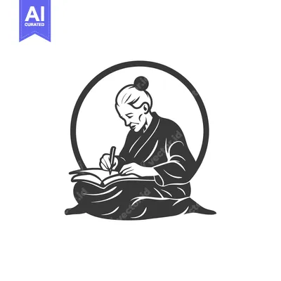 A Silhouetted Woman Writing in a Book, Surrounded by a Circle
