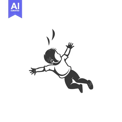 Aset desain premium: A Silhouette of a Boy Falling with Arms Outstretched