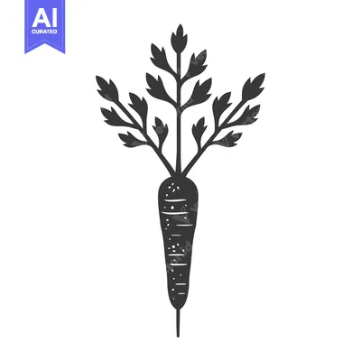 Aset premium populer: A Silhouette of a Carrot with Green Foliage