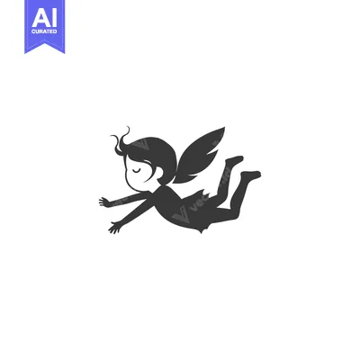 Popular premium asset: A Silhouette of a Cartoon Fairy with Wings Spread Out