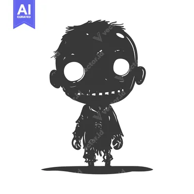 Popular premium asset: A Silhouette of a Cartoon Zombie with Big Eyes