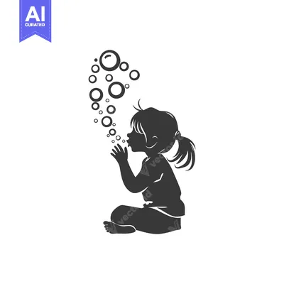 Popular premium asset: A Silhouette of a Girl Blowing Bubbles