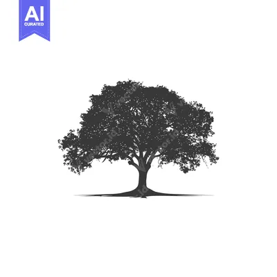 Aset desain premium: A Silhouette of a Large Tree with Spreading Branches