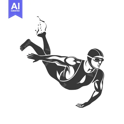 Premium design asset: A Silhouette of a Male Swimmer in a Diving Pose