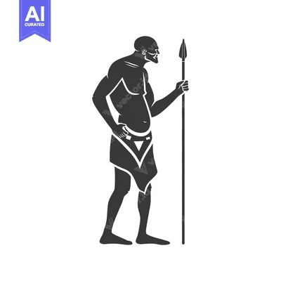Aset desain premium: A Silhouette of a Man Holding a Spear