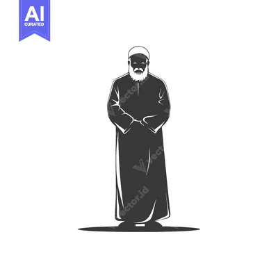 A Silhouette of a Man in Traditional Islamic Clothing