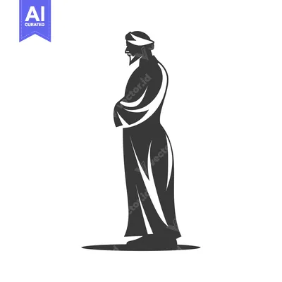 A Silhouette of a Man in Traditional Islamic Clothing