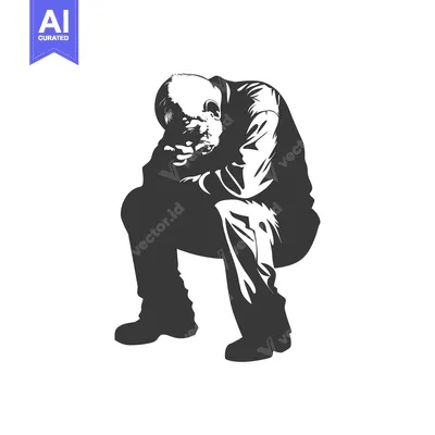 Aset premium populer: A Silhouette of a Man Kneeling with His Head Bowed