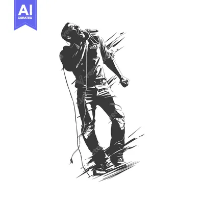 A silhouette of a musician performing with a microphone