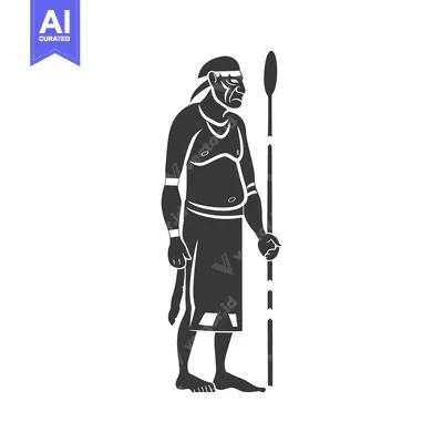 Premium design asset: A Silhouette of an Indigenous Man with a Spear