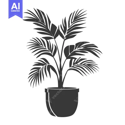 Premium design asset: A Silhouette of a Palm Tree in a Pot