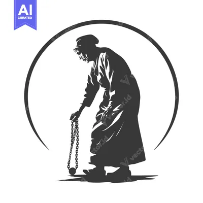 Premium design asset: A Silhouette of a Person Holding a Chain and Ball