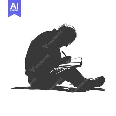 Popular premium asset: A silhouette of a person sitting and writing in a notebook
