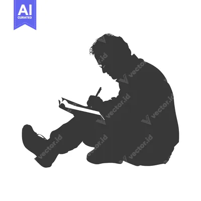 Aset premium populer: A Silhouette of a Person Writing in a Notebook