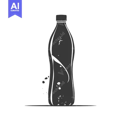 Premium design asset: A Silhouette of a Plastic Bottle of Liquid with Bubbles
