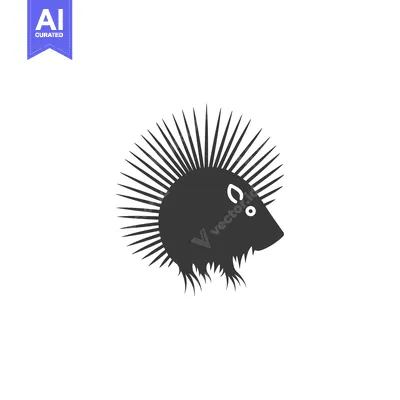 Premium design asset: A Silhouette of a Porcupine with Spikes