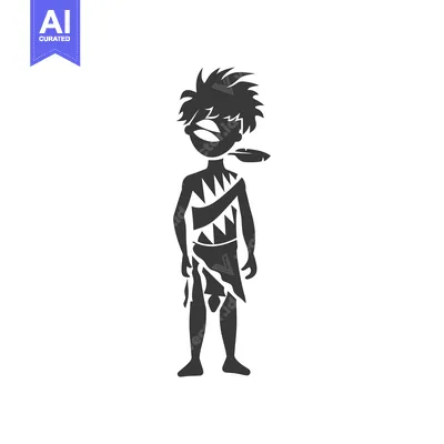 Aset premium populer: A Silhouette of a Primitive Man with a Feather