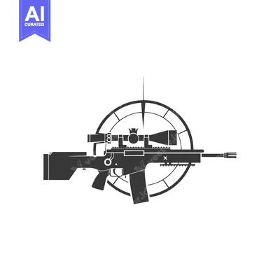 Aset desain premium: A Silhouette of a Rifle with a Compass Behind It