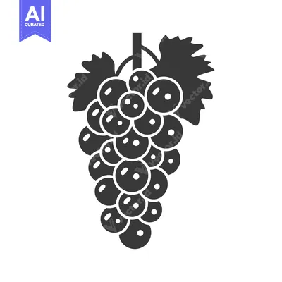 Aset desain premium: A Silhouette of a Single Grape Bunch with Leaves