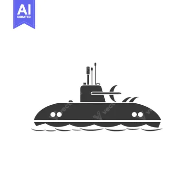 Aset desain premium: A Silhouette of a Submarine Above Water