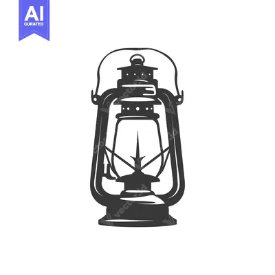 Premium design asset: A Silhouette of a Vintage Lantern with a Glass Globe