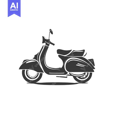 Aset desain premium: A silhouette of a vintage scooter with a shadow underneath