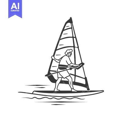 A Silhouette of a Windsurfer on the Water