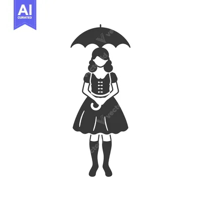 Aset desain premium: A Silhouette of a Woman Holding an Umbrella
