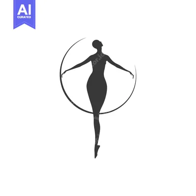Popular premium asset: A silhouette of a woman in a graceful pose, encircled by a line.