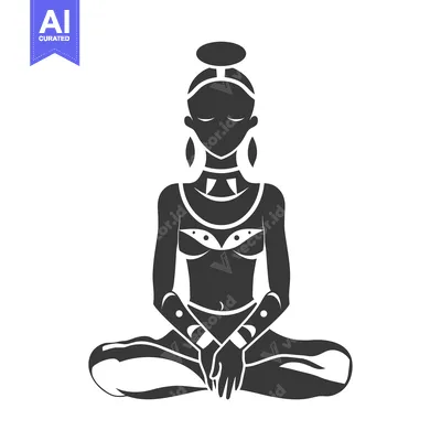 Aset premium populer: A Silhouette of a Woman in Traditional African Attire, Seated in a Med