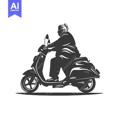 Aset premium populer: A Silhouette of a Woman Riding a Scooter