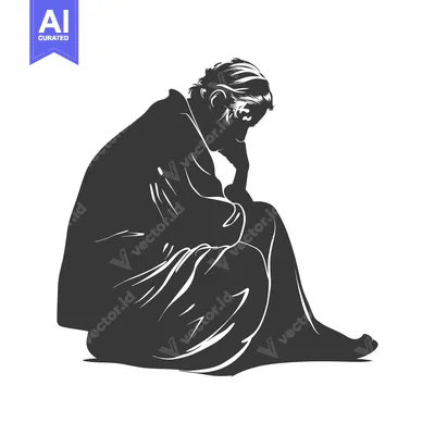Popular premium asset: A Silhouette of a Woman Sitting Alone with Her Head in Her Hands
