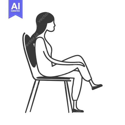 Aset premium populer: A silhouette of a woman sitting on a chair, facing right