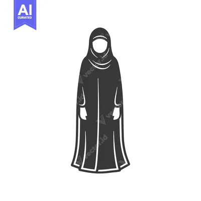 Aset desain premium: A Silhouette of a Woman Wearing a Hijab
