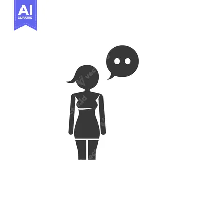 Premium design asset: A silhouette of a woman with a speech bubble above her head