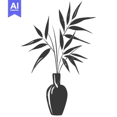 Aset premium populer: A Silhouette of Leafy Branches in a Vase