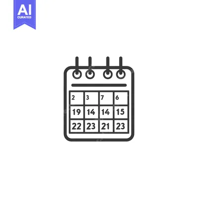 Aset premium populer: A simple black and white calendar icon with dates.