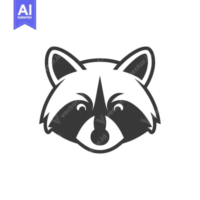 Aset premium populer: A Simple Black and White Cartoon Raccoon Face