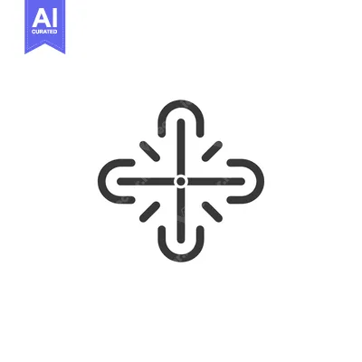 Aset premium populer: A Simple Black and White Cross Shape with Curved Arms and Rays Extendi