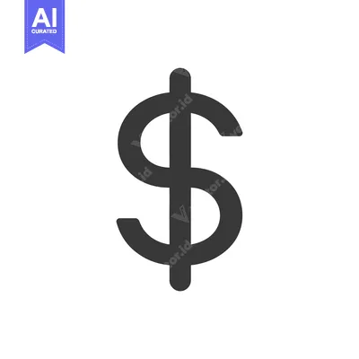 Aset desain premium: A simple black and white dollar sign icon.