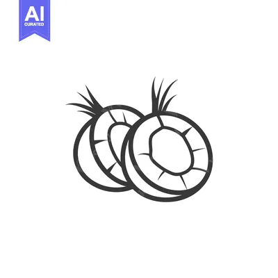 Popular premium asset: A Simple Black and White Drawing of a Sliced Coconut