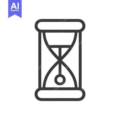 Aset premium populer: A simple black and white hourglass line drawing