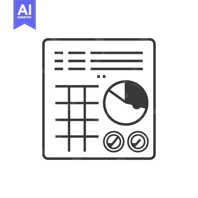 Premium design asset: A simple black and white icon depicting a control panel with charts an