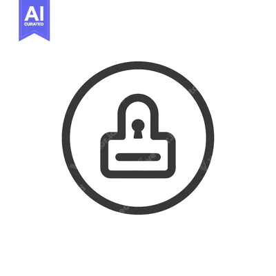 Premium design asset: A simple black and white icon depicting a padlock with a keyhole