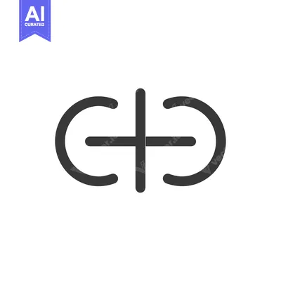 Aset desain premium: A simple black and white icon depicting a plus sign encircled by two s
