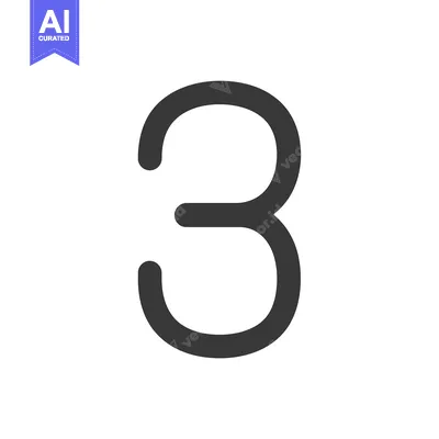 Premium design asset: A Simple Black And White Icon Depicting The Number Three 1536