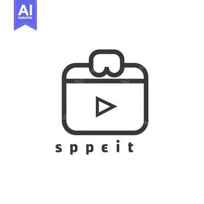 Premium design asset: A simple black and white icon of a play button inside a square with a