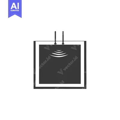 A simple black and white icon representing a device with antennas and