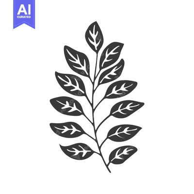 Aset premium populer: A Simple Black and White Illustration of a Branch with Leaves