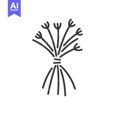Aset desain premium: A simple black and white illustration of a bunch of wheat stalks
